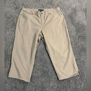 Ralph Lauren Tan classic mid calf  kaki jeans brand  Lauren jeans